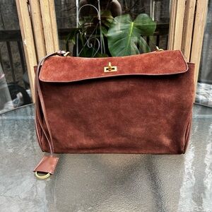 Suede Shoulder Bag in Brown